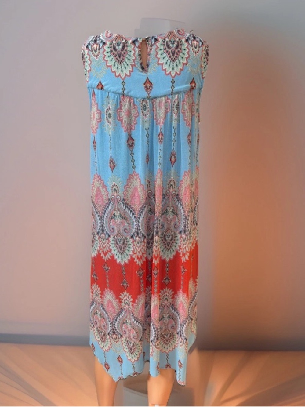 Studio by JPR Blue and Coral Crochet Yoke Midi Dress - Picture 5 of 12